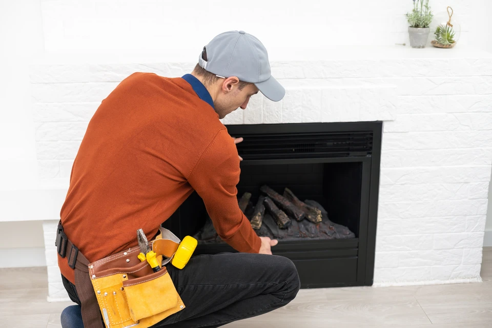 Ouvrier de construction installation d'une fenêtre dans la maison
